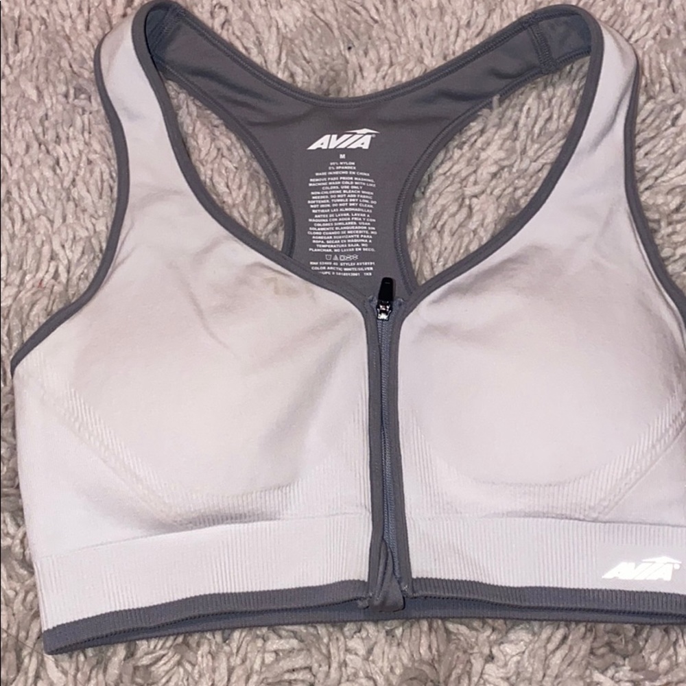 White and Grey AVIA sports bra